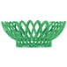 A forest green plastic oval fast food basket.