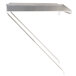 A silver metal detachable drainboard shelf with two long thin metal straps.