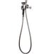 A T&S wall mounted pre-rinse faucet with 4-arm handle and hose.