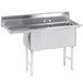 A stainless steel Advance Tabco two compartment pot sink with left drainboard.