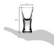A Libbey spirit shot glass filled with a spirit shown on a white background.