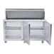 A Traulsen stainless steel refrigerated sandwich prep table with two right hinged doors.