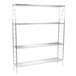 A Metro Erecta chrome metal upright with three shelves.