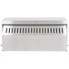 A stainless steel rectangular roll dome cover with a silver rectangular vent and black handle.