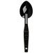 A black spoon with a handle.