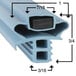 A blue Delfield magnetic door gasket with a PVC profile and measurements.