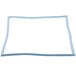 A white rectangular object with a blue border.