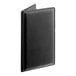 A black vinyl server book with a white background.