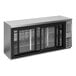 A Beverage-Air stainless steel back bar refrigerator with sliding glass doors.