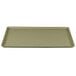 A rectangular olive green Cambro dietary tray.