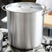 a large metal pot on a stove