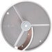 A Robot Coupe 5/64" Slicing Disc, a circular metal object with holes and a circular blade.