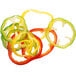 A Robot Coupe 5/64" slicing disc slices peppers.