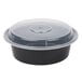 a black container with a clear lid