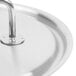 A Vollrath stainless steel pot cover with a loop handle.