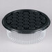 A black plastic D&W Fine Pack cake container with a clear lid.