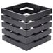 A black square crate riser with holes in the sides.