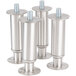 Three stainless steel flanged pedestals with screws.