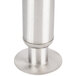 A set of four silver stainless steel flanged feet with round bases.