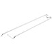 A pair of stainless steel swing-up shelf hooks.