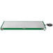 A green and white rectangular Hatco heated shelf warmer with a white border.