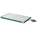 A green and white rectangular Hatco heated shelf warmer with a black cord.