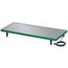 A green and silver rectangular Hatco heated shelf with a cord attached.