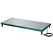 A green metal Hatco heated shelf with a cord attached.