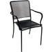 BFM Seating SU1301CBL Chesapeake Outdoor / Indoor Stackable Black Steel Arm Chair