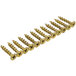 A white background with a row of gold screws.
