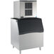 A stainless steel Scotsman air cooled ice machine with a rectangular grey vent.