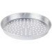 An American Metalcraft silver aluminum pizza pan with holes.