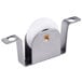 An Avantco small door roller with a white plastic wheel on a metal plate.