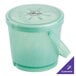 A jade green plastic soup container with a lid.