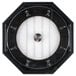 A black and white circular Cal-Mil Ice Carving Mirror with a black and white clock design on the front.