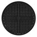 A black non-stick grid with a grid pattern on the bottom.