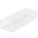 A clear rectangular Cal-Mil acrylic accessory bowl.