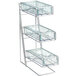Cal-Mil 1235-39-43 Glacier Three Tier Platinum Condiment and Flatware Display with Faux Glass Bins - 5 1/4 inch x 14 inch x 18 inch