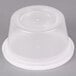 A Pactiv translucent plastic deli container with a lid.