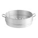 A silver aluminum steamer pot with a lid and handles.