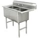 A stainless steel Advance Tabco commercial sink with two compartments.