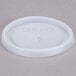 A white plastic Cambro lid with a straw slot and cross on it.