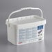 A white plastic bucket with a lid and handle.
