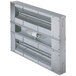 A Hatco stainless steel dual infrared food warmer with light bulbs inside.