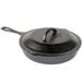 A Lodge pre-seasoned cast iron skillet cover with a handle.