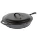 A Lodge cast iron skillet with a lid on it.