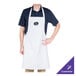 A man wearing a white Chef Revival apron with a purple logo.