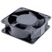 A black fan with a black cover.