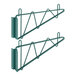 A pair of green Regency wall mounting brackets with two hooks on them.