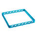 A blue plastic frame with holes.